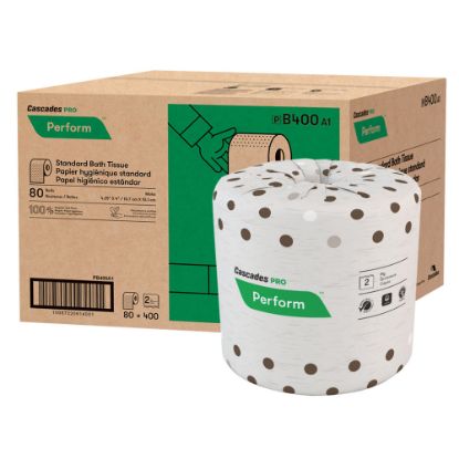 Picture of Cascades PRO Perform, Latte 2-ply Toilet Paper, 100% Recycled, 400 Sheets Per Roll, Pack Of 80 Rolls