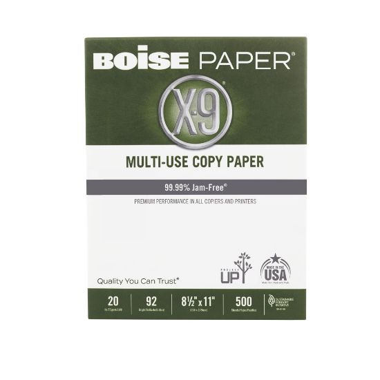 Picture of Boise X-9 Multi-Use Printer & Copy Paper, 1 Ream, White, Letter (8.5in x 11in), 500 Sheets Per Ream, 20 Lb, 92 Brightness