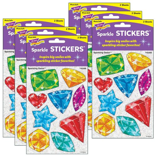 Picture of Trend Sparkle Stickers, Sparkling Gemz, 18 Stickers Per Pack, Set Of 6 Packs