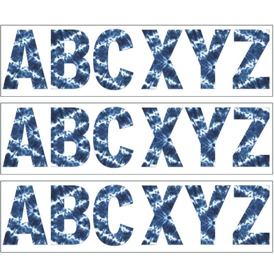 Picture of Eureka 7in Deco Letters, Shibori Tie-Dye, 129 Letters Per Pack, Set Of 3 Packs