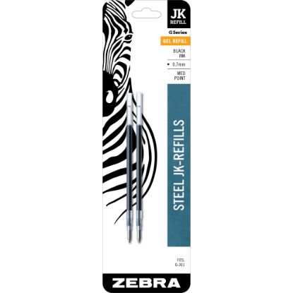 Picture of Zebra Pen JK Gel Pen Refills, Pack Of 2, Medium Point, 0.7 mm, Black Ink