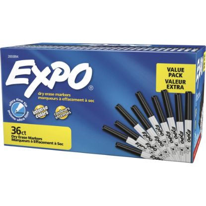 Picture of EXPO Low-Odor Ultra-Fine Tip Dry-Erase Markers, Black, Pack Of 36