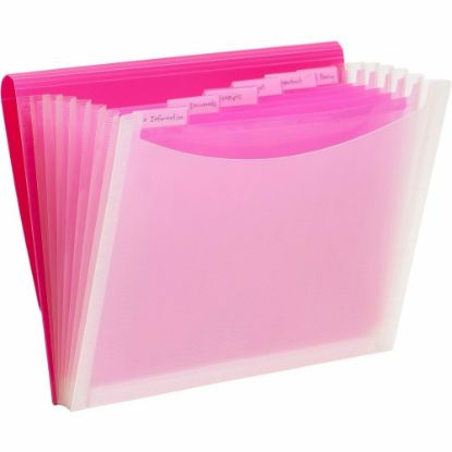 Picture of Smead Letter Expanding File - 8 1/2in x 11in - 7 Pocket(s) - 6 Divider(s) - Multi-colored, Pink, Clear - 1 Each