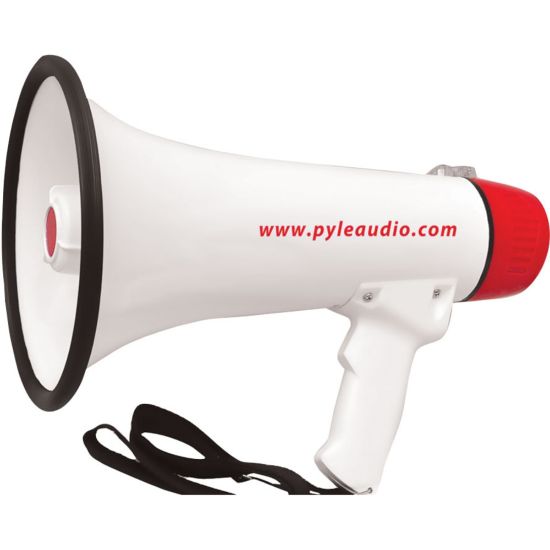 Picture of PyleHome 40W Professional Megaphone/Bullhorn, 9-1/2inH x 8-1/4inW x 13-1/4inD, White/Red