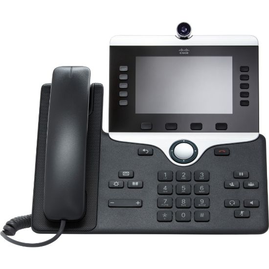 Picture of Cisco 8845 IP Phone - Corded/Cordless - Corded - Bluetooth - Wall Mountable, Tabletop - Charcoal - TAA Compliant - VoIP - 2 x Network (RJ-45) - PoE Ports