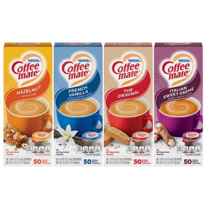 Picture of Nestle Coffee-mate Liquid Creamer, Original/French Vanilla/Italian Sweet Creme/Hazelnut Flavor Variety Pack, 0.37 Oz Single Serve x 200