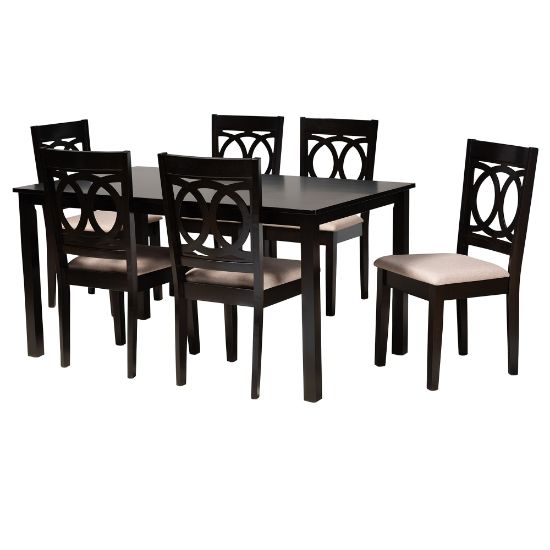 Picture of Baxton Studio Lenoir Dining Set, 29-3/16inH x 59-1/16inW x 35-7/16inD, Sand/Espresso