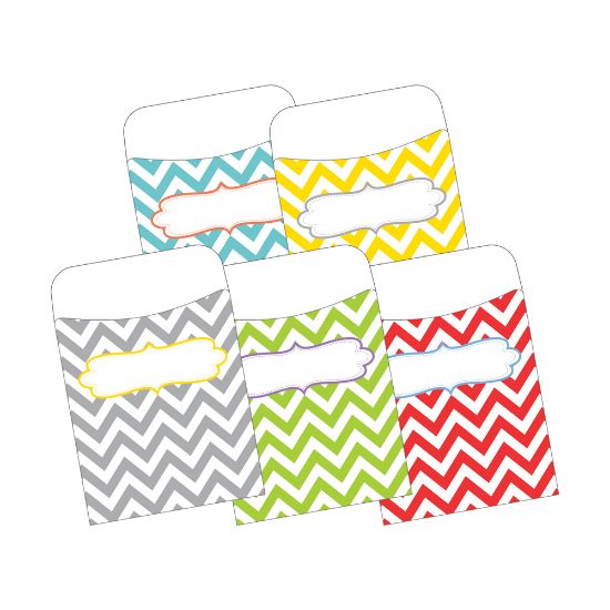 Picture of Barker Creek Peel & Stick Library Pockets, 3 1/2in x 5 1/8in, Chevron Beautiful, Pack Of 30