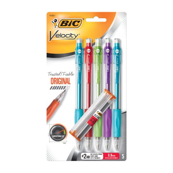 Picture of BIC Velocity Mechanical Pencils, 0.9mm, Assorted Barrel Colors, Pack Of 5