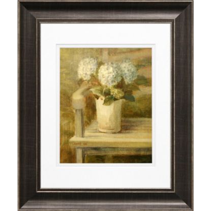 Picture of Timeless Frames Diana Pewter-Framed Floral Artwork, 11in x 14in, Hydrangea Bouquet On Bench