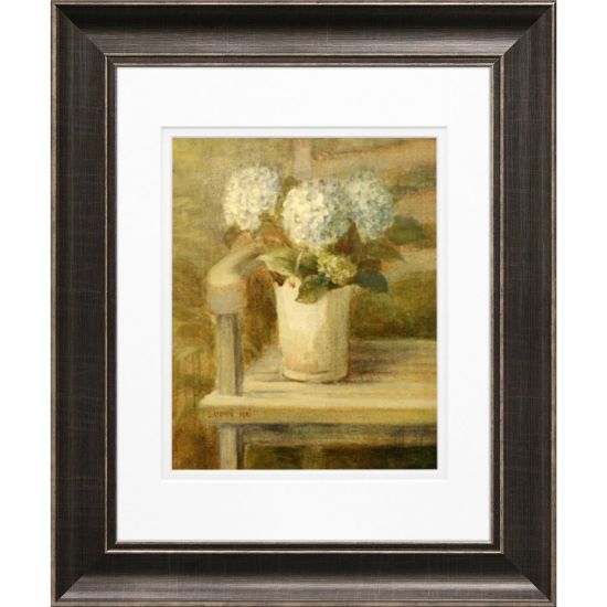 Picture of Timeless Frames Diana Pewter-Framed Floral Artwork, 11in x 14in, Hydrangea Bouquet On Bench