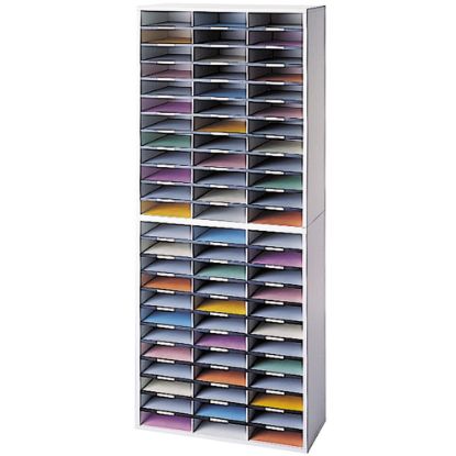 Picture of Fellowes Literature Organizer, 72 Compartments, 69 1/8inH x 29inW x 11 7/8inD, Dove Gray