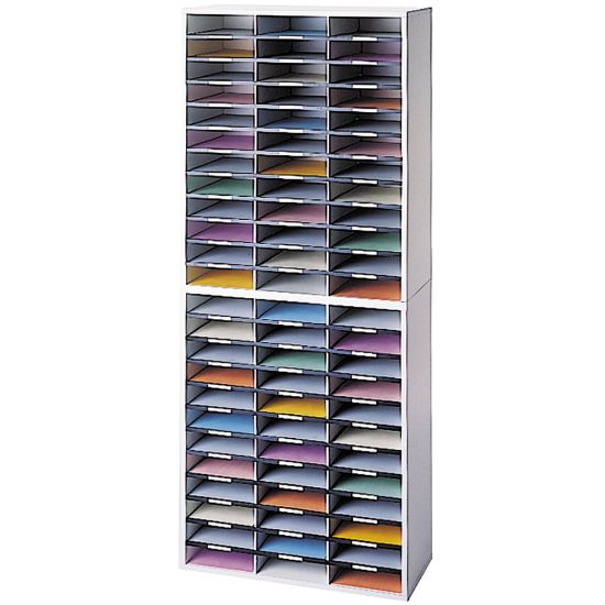 Picture of Fellowes Literature Organizer, 72 Compartments, 69 1/8inH x 29inW x 11 7/8inD, Dove Gray