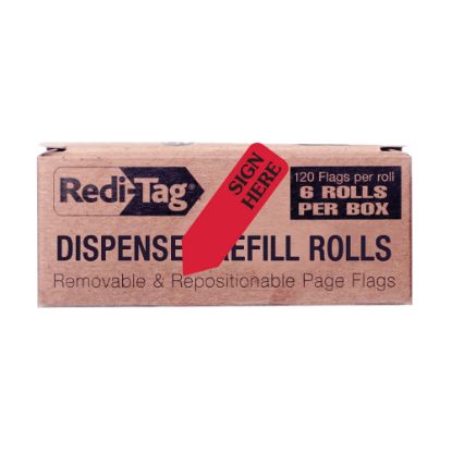 Picture of Redi-Tag Preprinted Signature Flags Refill, SIGN HERE, Red, Box Of 6