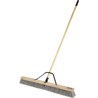 Picture of Rubbermaid Commercial Fine Bristle 36in Push Broom - 3in Polyethylene Terephthalate (PET) Bristle - 1.13in Handle Width - 3in Overall Length - Lacquered Wood Handle - 1 Each