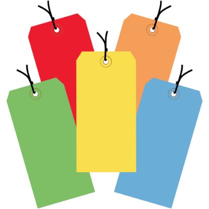 Picture of Partners Brand Shipping Tags, Pre-Strung, 100% Recycled, 4 3/4in x 2 3/8in, Assorted Colors, Case Of 1,000