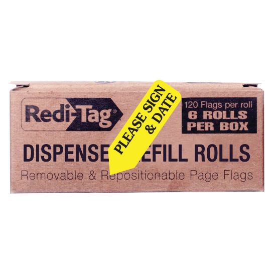 Picture of Redi-Tag Preprinted Signature Flags Refill, PLEASE SIGN & DATE, Yellow, Box Of 6