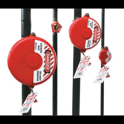 Picture of Gate Valve Lockouts, 1 in - 2 1/2 in Handle Size, Red