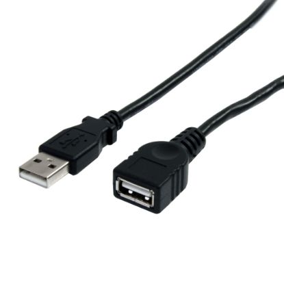 Picture of StarTech.com 3 ft Black USB 2.0 Extension Cable A to A - M/F - Extends the length of your current USB device cable by 3 feet - 3 ft usb a to a extension cable - 3ft usb a male to a female cable - 3ft usb 2.0 extension cord