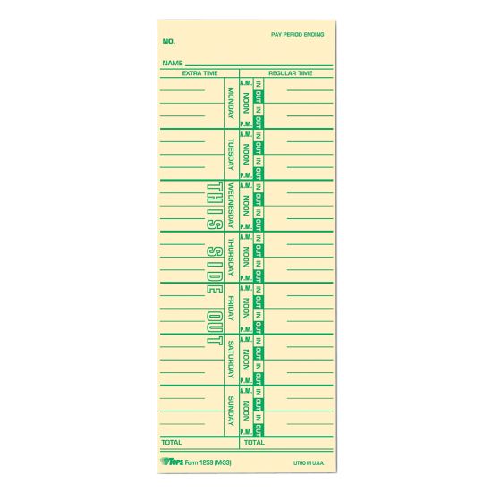 Picture of TOPS Time Cards (Replaces Original Card M33), Named Days, 1-Sided, 9in x 3 1/2in, Box Of 500