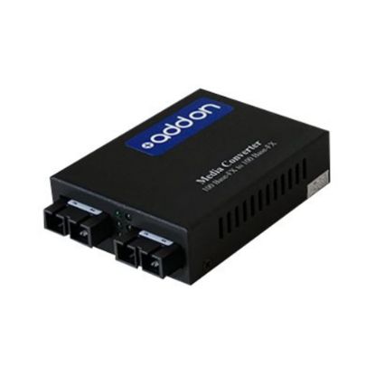 Picture of AddOn 100Mbs 1 SC to 1 SC Media Converter - Media converter - 100Mb LAN - 100Base-FX, 100Base-LX - SC multi-mode / SC single-mode - up to 12.4 miles - 850 nm / 1310 nm