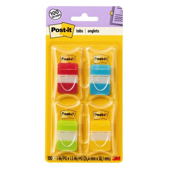 Picture of Post-it Notes Durable Filing Tabs, 1in, Assorted Colors, 25 Flags Per Pad, Pack of 4