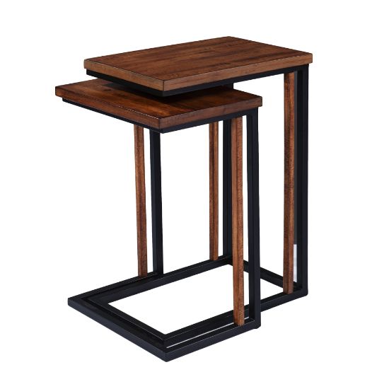 Picture of SEI Sabanti Nesting C-Tables, 24-3/4inH x 18-1/4inW x 12inD, Brown/Black, Set Of 2 Tables