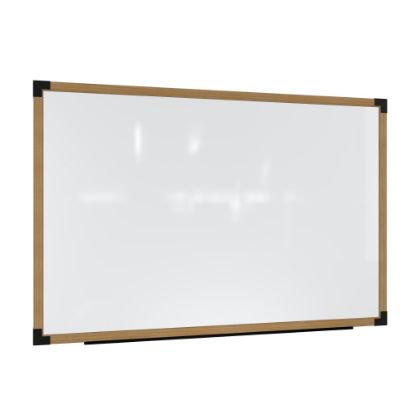 Picture of Ghent Prest Magnetic Dry-Erase Whiteboard, Porcelain, 50-1/4in x 98-1/4in, White, Natural Wood Frame