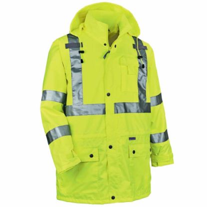 Picture of Ergodyne GloWear 8365 Type R Class 3 High-Visibility Rain Jacket, Medium, Lime