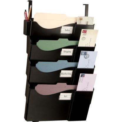 Picture of Office Depot Brand Wall Pockets With 4 Hangers, Letter Size/Legal Size, Black