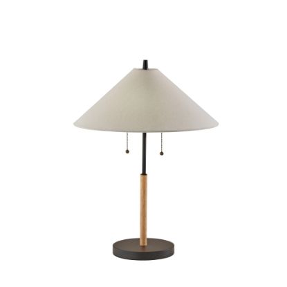 Picture of Adesso Palmer Table Lamp, 24inH, White Shade/Black/Natural Base