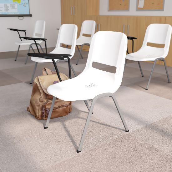 Picture of Flash Furniture Ergonomic Shell Chair With Right Handed Flip-Up Tablet Arm, White