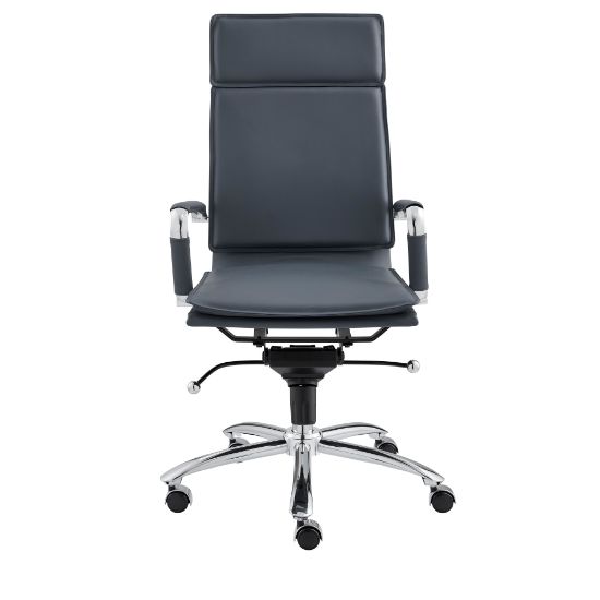 Picture of Eurostyle Gunar Pro Faux Leather High-Back Office Chair, Blue/Chrome