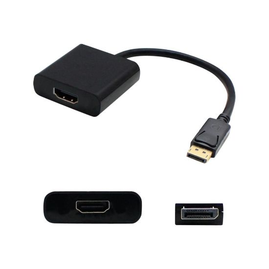 Picture of AddOn 5 Pack 8in DisplayPort to HDMI Adapter Cable - Adapter - DisplayPort male to HDMI female - 7.9 in - black (pack of 5)