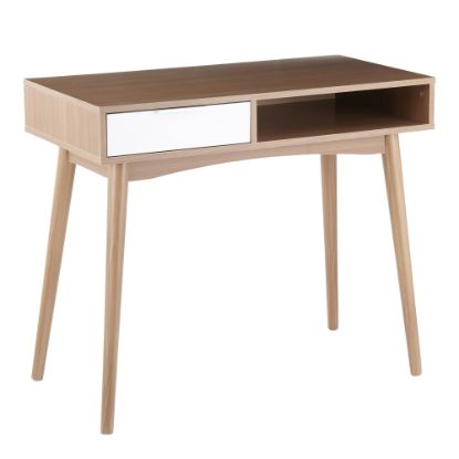 Picture of LumiSource Pebble 36inW Computer Desk, Natural/White