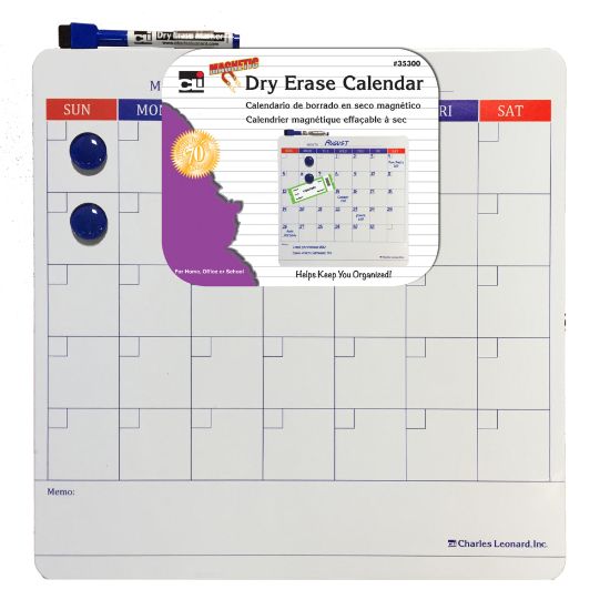 Picture of Charles Leonard Magnetic Dry-Erase Calendars, 14in x 14in, Pack Of 6 Calendars