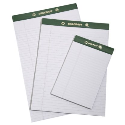 Picture of SKILCRAFT 80% Recycled Chlorine-Free Writing Pads, Junior Size, 5in x 8in, 25 Sheets, Pack Of 12 (AbilityOne 7530-01-516-9629)