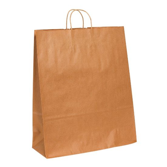 Picture of Partners Brand Paper Shopping Bags, 19 1/4inH x 16inW x 6inD, Kraft, Case Of 200