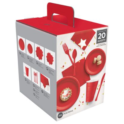 Picture of Amscan Tableware Kit, Apple Red, Set Of 222 Pieces