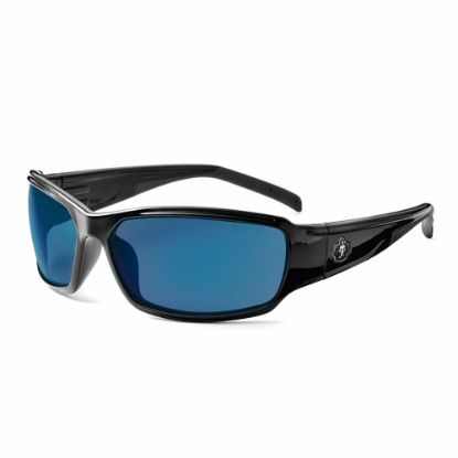 Picture of Ergodyne Skullerz Safety Glasses, Thor, Black Frame, Blue Mirror Lens