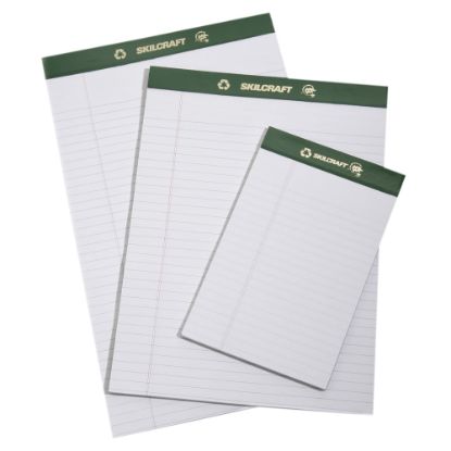 Picture of SKILCRAFT 80% Recycled Chlorine-Free Writing Legal Pads, 8 1/2in x 14in, Legal Ruled, White, 25 Sheets, Pack Of 12 (AbilityOne 7530-01-516-9626)