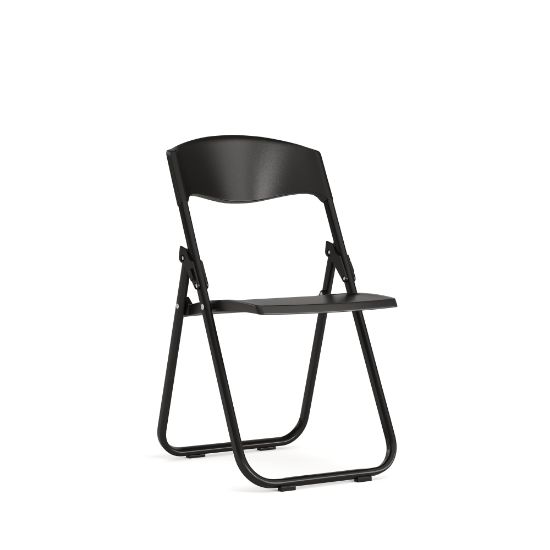 Picture of Flash Furniture HERCULES Series Plastic Folding Chair With Built-in Ganging Brackets, Black