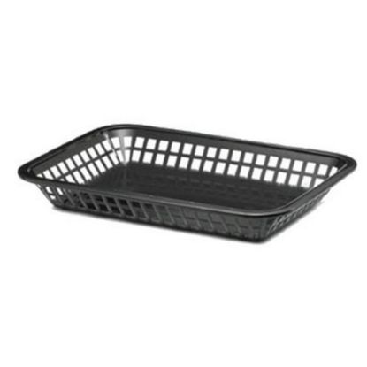 Picture of Tablecraft Rectangular Plastic Platter Baskets, 1-1/2inH x 7-3/4inW x 10-3/4inD, Black, Pack Of 12 Baskets