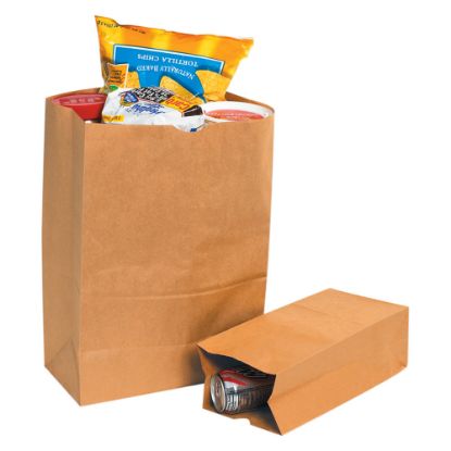 Picture of Partners Brand Grocery Bags, 11inH x 6inW x 3 5/8inD, Kraft, Case Of 500