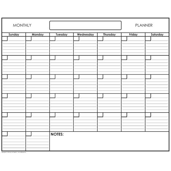 Picture of SwiftGlimpse Erasable Monthly Wall Planner, 18in x 24in, White/Black, Undated