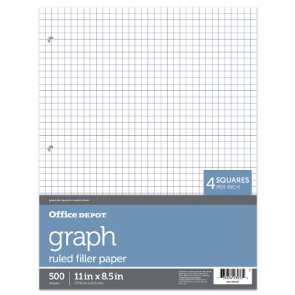 Picture of Office Depot Brand Notebook Filler Paper, 8-1/2in x 11in, Quadrille Ruled, White, Pack Of 500 Sheets