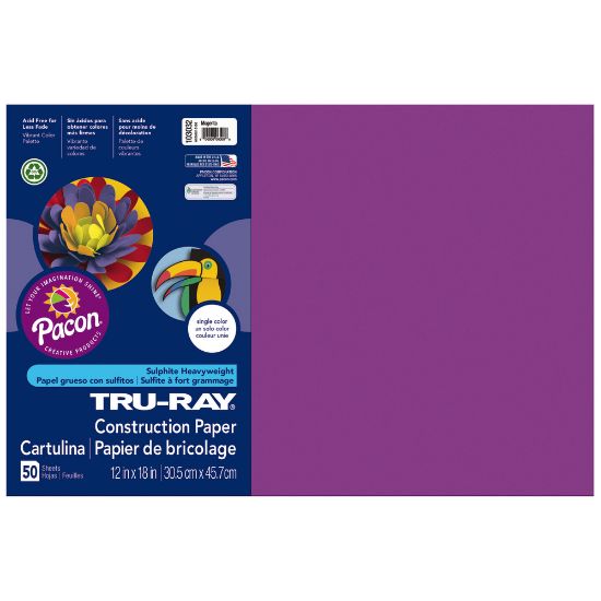 Picture of Tru-Ray Construction Paper, 50% Recycled, 12in x 18in, Magenta, Pack Of 50