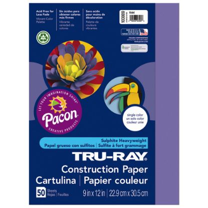 Picture of Tru-Ray Construction Paper, 50% Recycled, 9in x 12in, Violet, Pack Of 50