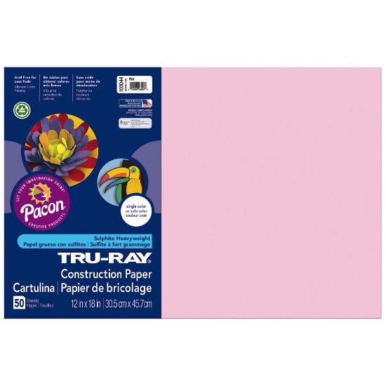 Picture of Tru-Ray Construction Paper, 50% Recycled, 12in x 18in, Pink, Pack Of 50