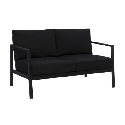 Picture of Linon Abilene Aluminum Outdoor Loveseat, 31-1/4inH x 51-1/4inW x 30inD, Black/Black